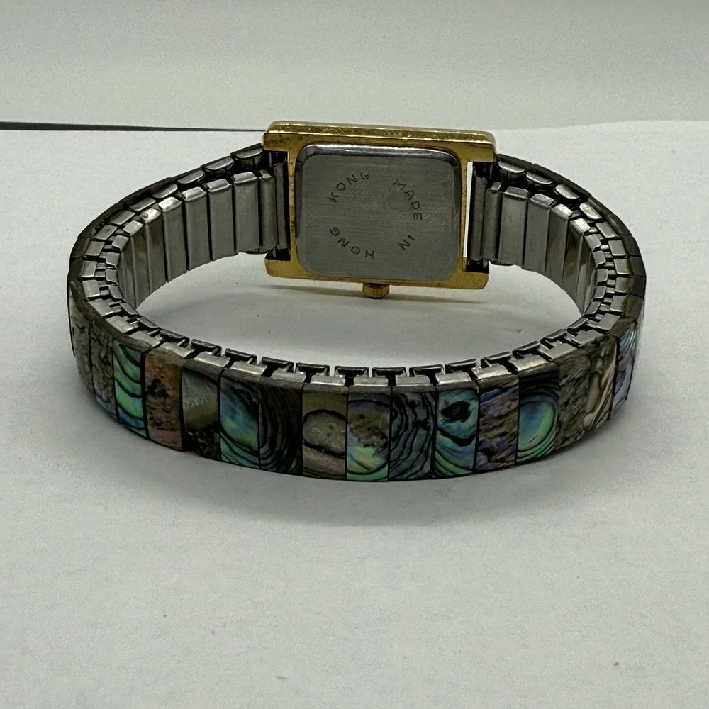 VTG Gold Abalone Shell Dial Waych Bracelet Stretch Inlay Bracelet‎ Sea Spaltec